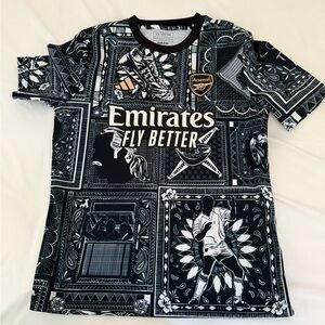 adidas Black & White Arsenal Emirates Fly Better Kids Soccer Jersey